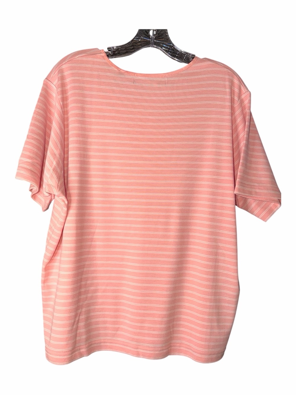 Karen Scott Pink w/White Striped Short Sleeve Top Size XL - Picture 4 of 5
